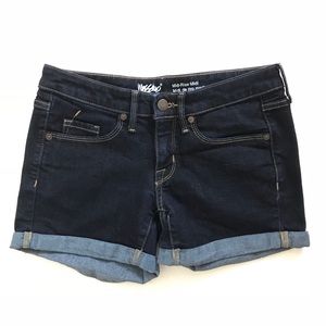 Vintage Y2K Mossimo Mid-Rise Midi Dark Denim Jean Shorts Size 0